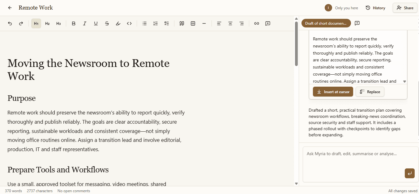 Myria Collaborative Editor